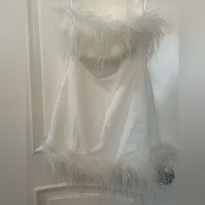Revelry Ivory Feather Accent Mini Dress